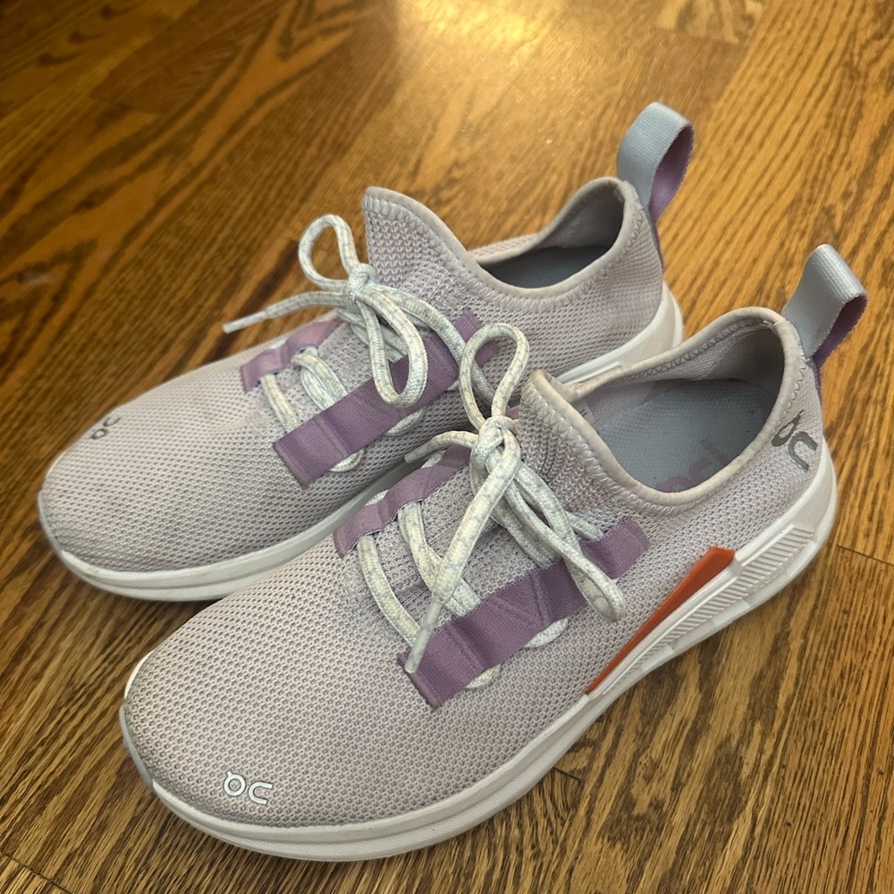 On Running Purple and Orange Athletic Shoes
